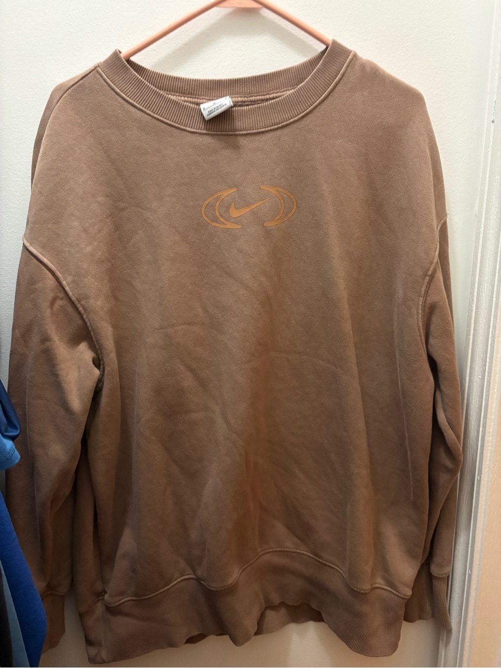 Nike Tan Crewneck Sweatshirt with Subtle Gold Logo